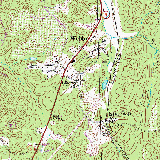 Topographic Map of Liberty Church, GA