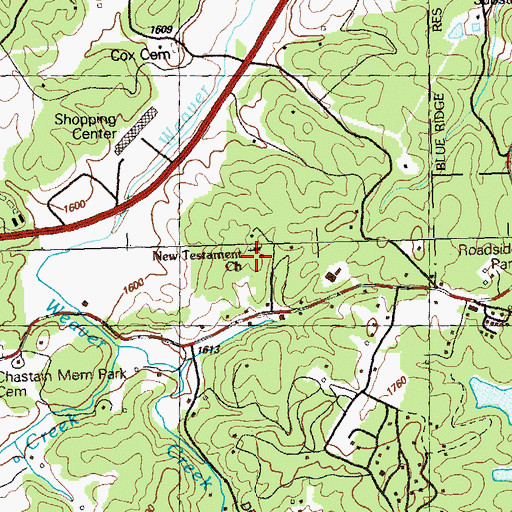 Topographic Map of New Testament Church, GA