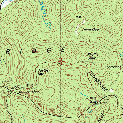 Topographic Map of Brookshire Gap, GA