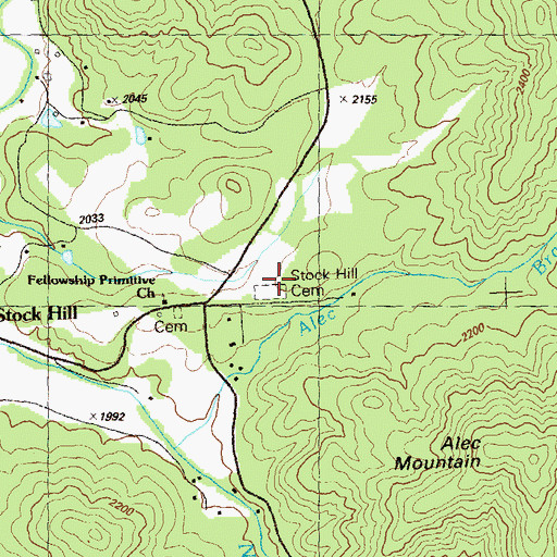 Topographic Map of Stock Hill Cemetery, GA