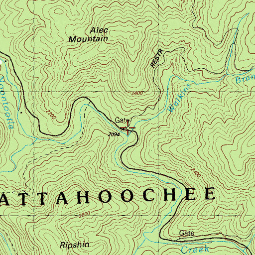 Topographic Map of Watkins Branch, GA