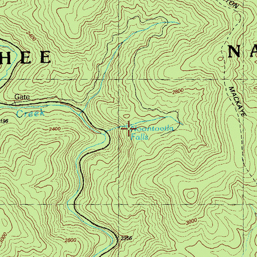 Topographic Map of Noontootla Falls, GA