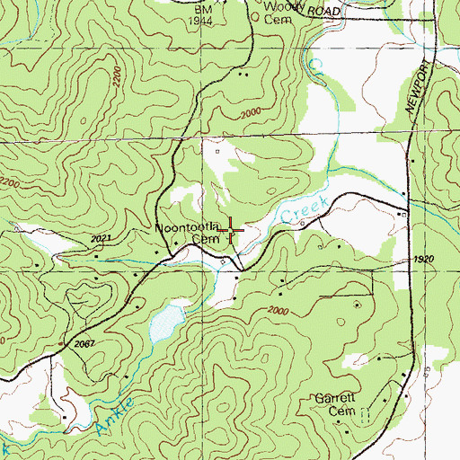 Topographic Map of Noontootla Cemetery, GA