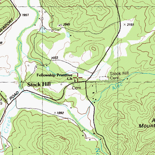 Topographic Map of Fellowship Primitive Church, GA