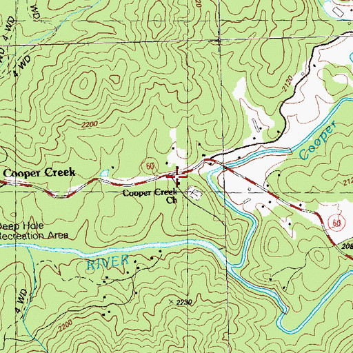 Topographic Map of Cooper Creek Church, GA