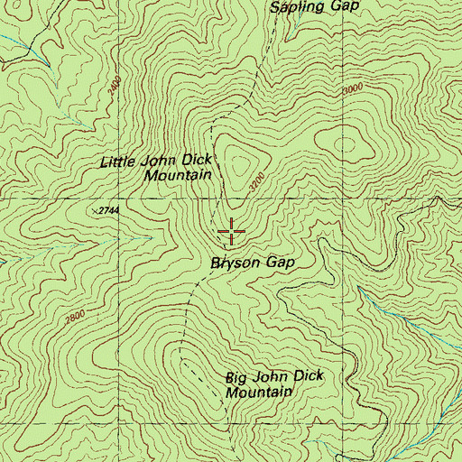 Topographic Map of John Dick Mountains, GA
