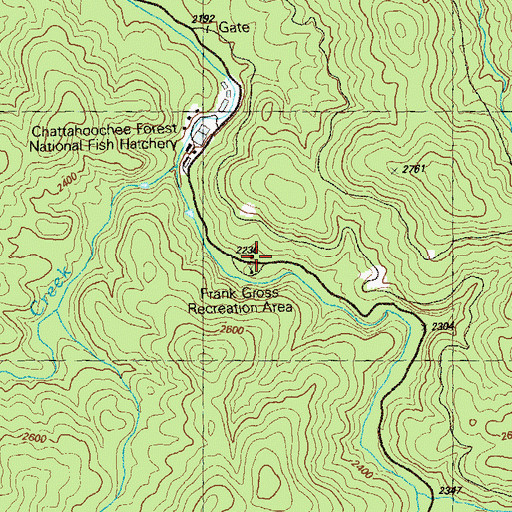 Topographic Map of Frank Gross Recreation Area, GA