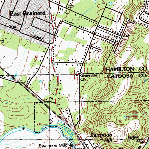 Topographic Map of Graysville Church, GA