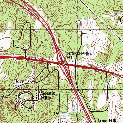Topographic Map of Interchange 141, GA