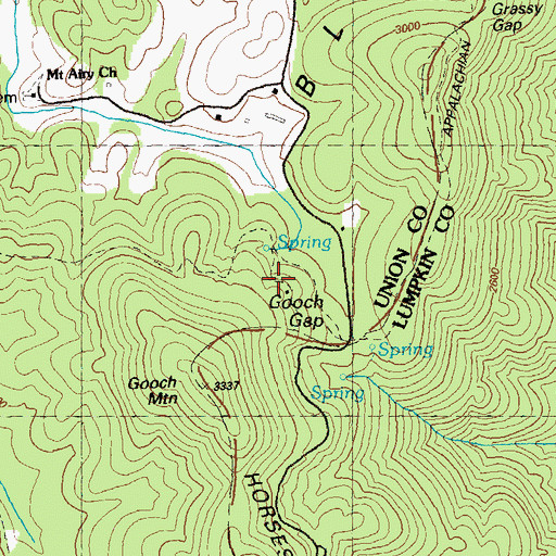 Topographic Map of Gooch Gap Trail Shelter, GA