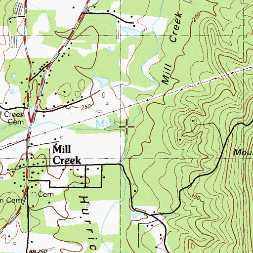 Topographic Map of Hurricane Creek, GA
