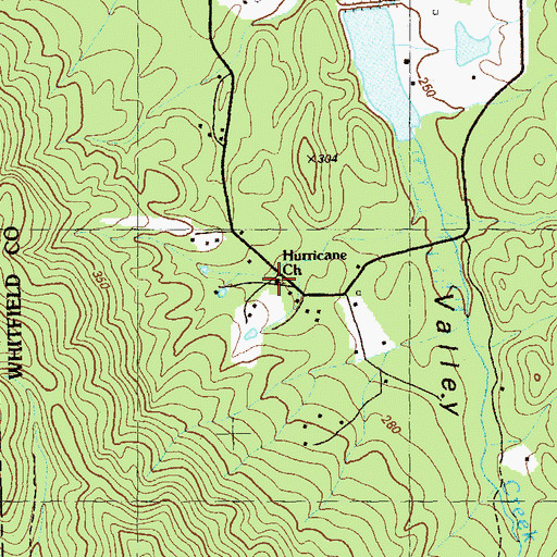 Topographic Map of Hurricane Church, GA