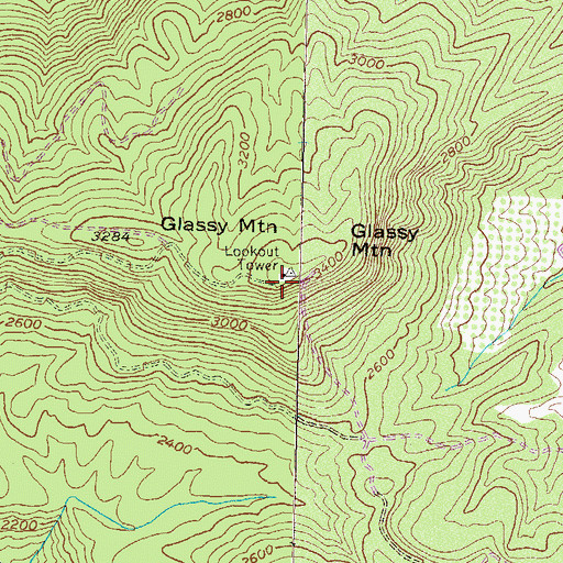 Topographic Map of Glassy Mountain Lookout, GA