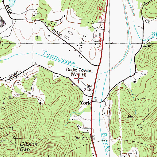 Topographic Map of WALH Radio Tower, GA