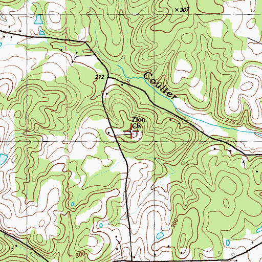Topographic Map of Zion Church, GA