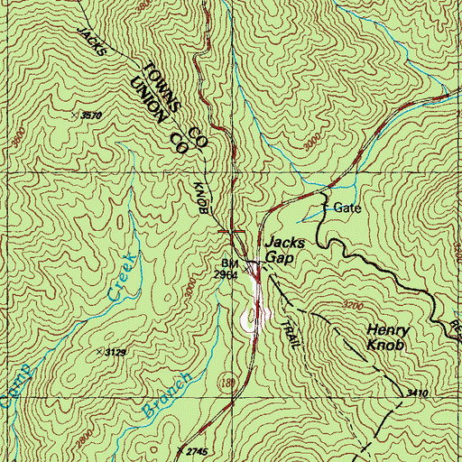 Topographic Map of Jacks Knob Trail, GA