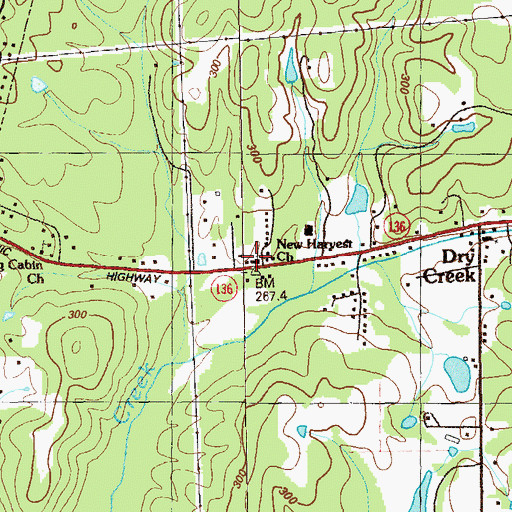 Topographic Map of New Harvest Church, GA