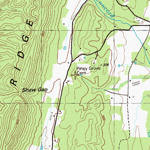 Topographic Map of Piney Gorve Cemetery, GA