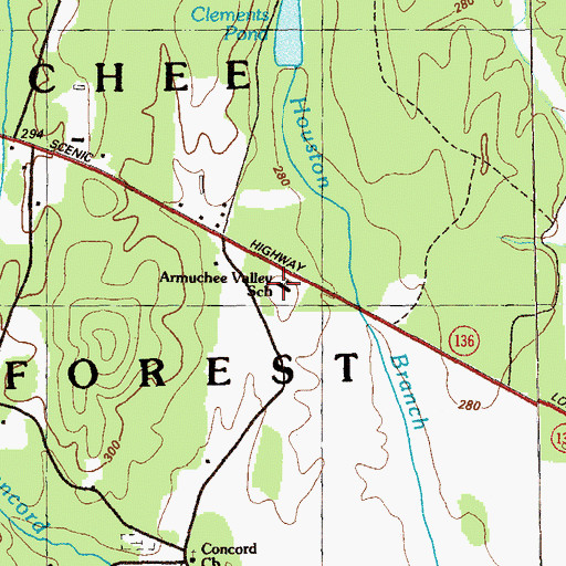 Topographic Map of Armuchee Valley School, GA