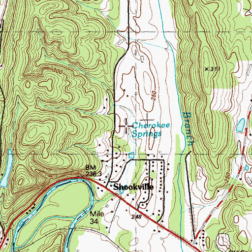 Topographic Map of Cherokee Springs, GA