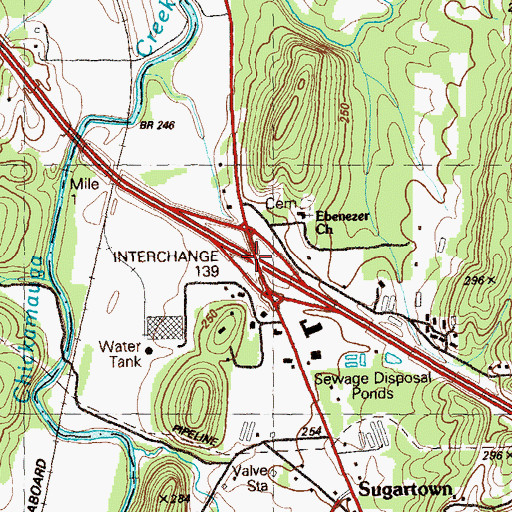 Topographic Map of Interchange 139, GA