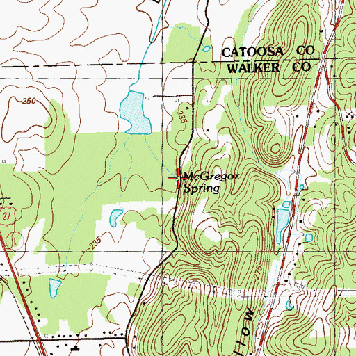 Topographic Map of McGregor Spring, GA