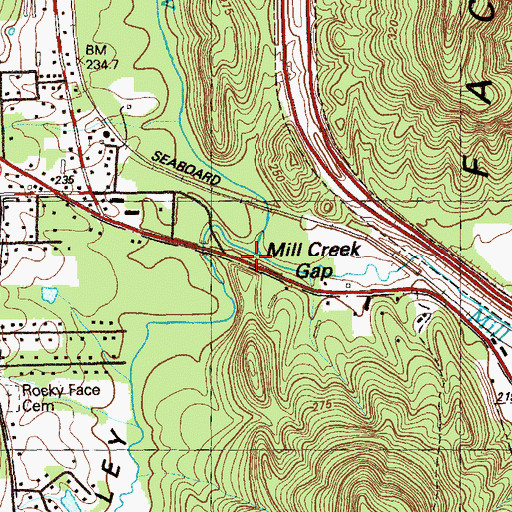 Topographic Map of North Fork Mill Creek, GA