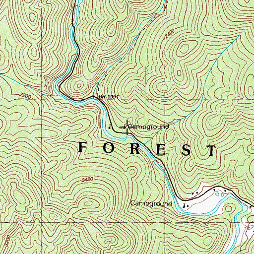 Topographic Map of Tallulah River Campground, GA