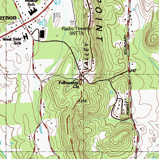 Topographic Map of Fellowship Church, GA