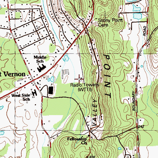 Topographic Map of WTTI Radio Towers, GA