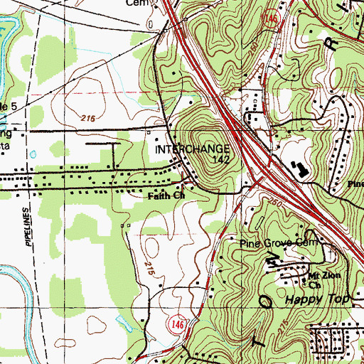 Topographic Map of Faith Church, GA
