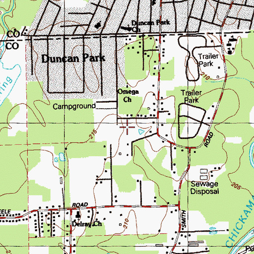 Topographic Map of Omega Church, GA