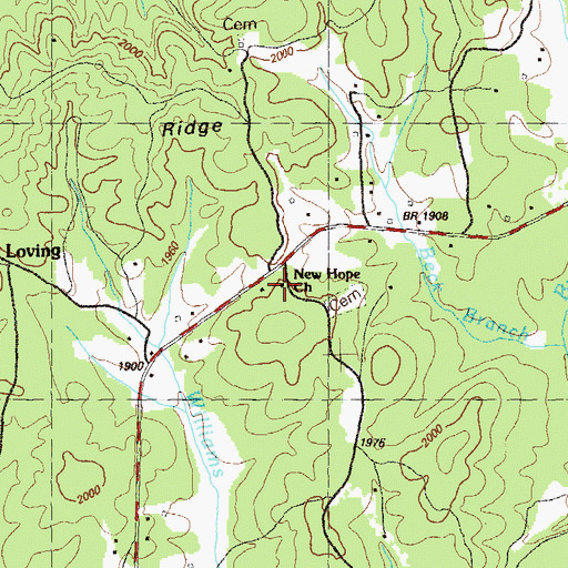 Topographic Map of New Hope Church, GA