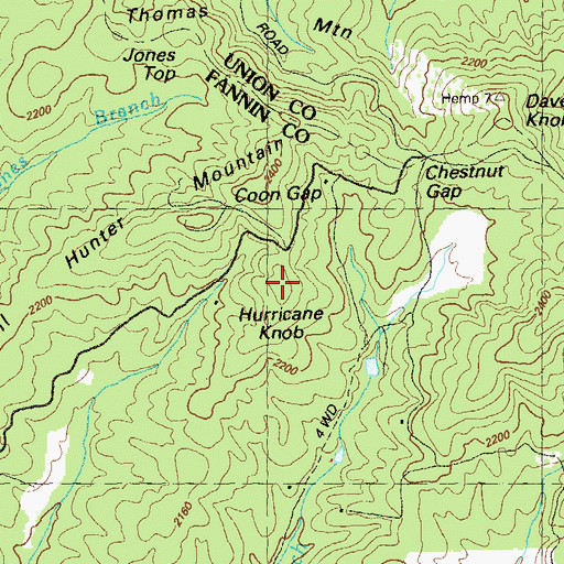 Topographic Map of Hurricane Knob, GA