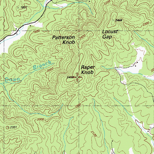 Topographic Map of Raper Knob, GA