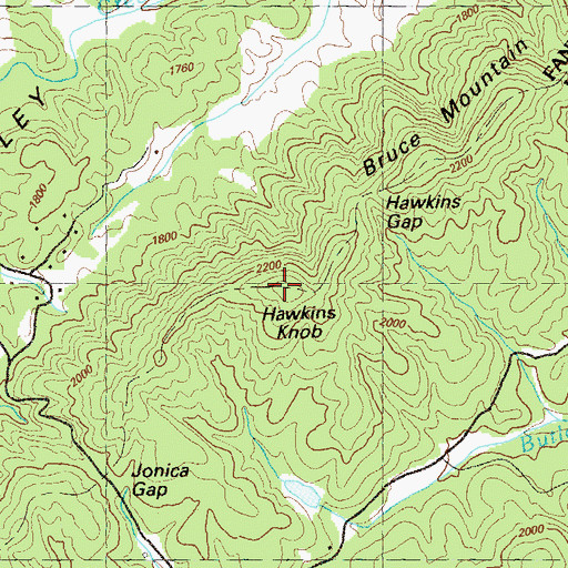 Topographic Map of Hawkins Knob, GA