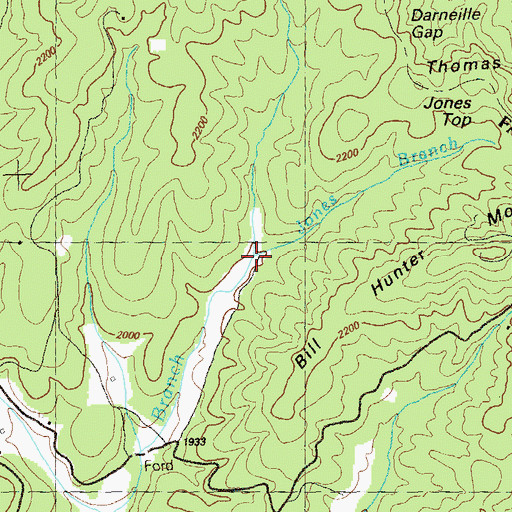 Topographic Map of Jones Branch, GA