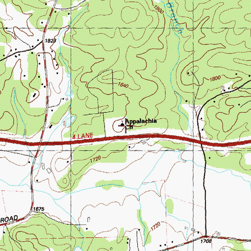 Topographic Map of Appalachia Church, GA