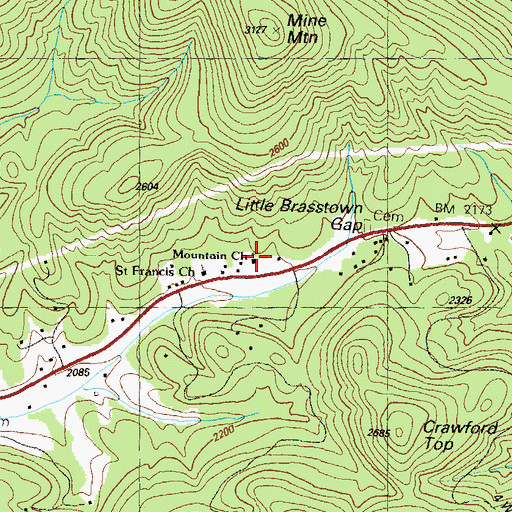 Topographic Map of Mountain Church, GA