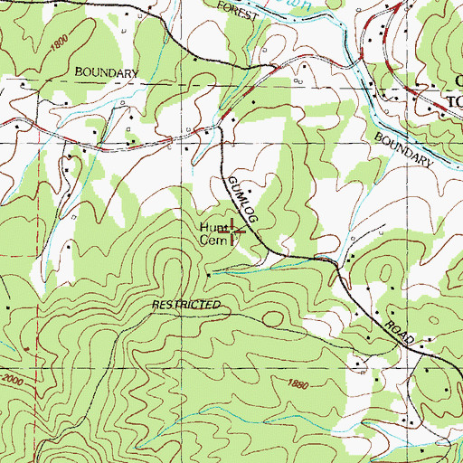 Topographic Map of Hunt Cemetery, GA