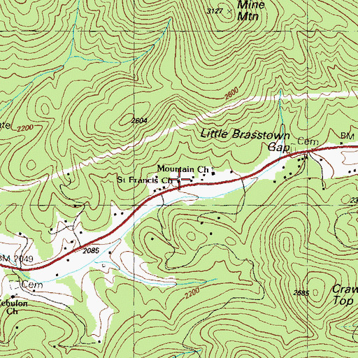 Topographic Map of Saint Francis Church, GA