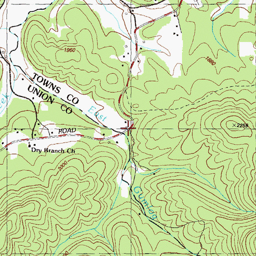 Topographic Map of Gumlog, GA