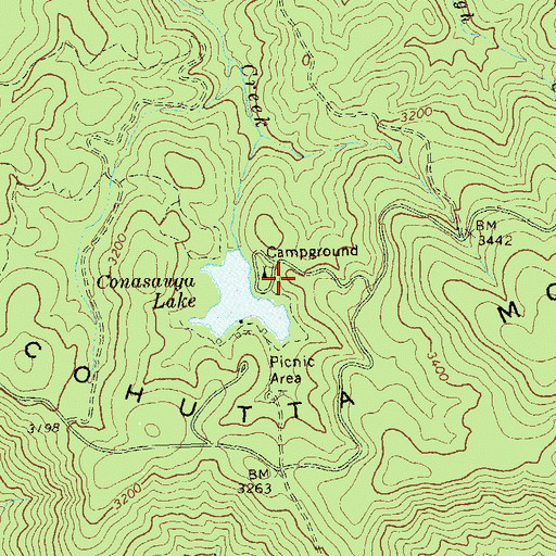Topographic Map of Lake Conasauga Campground, GA
