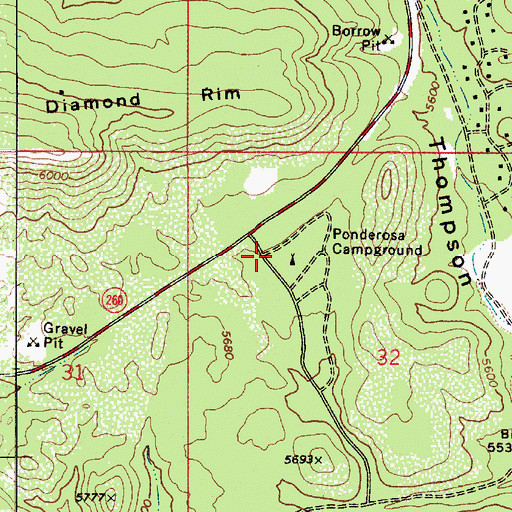 Topographic Map of Ponderosa Campground, AZ