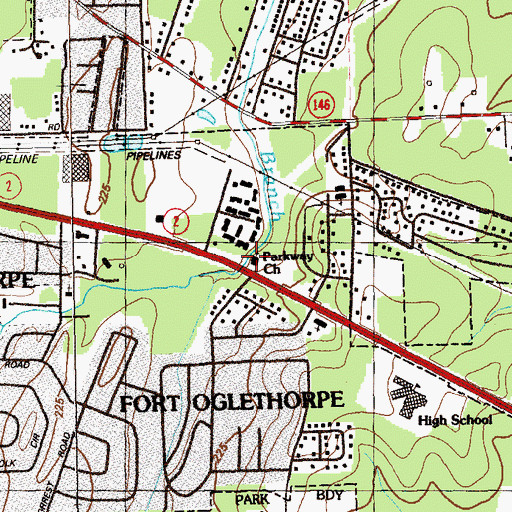Topographic Map of Parkway Church, GA