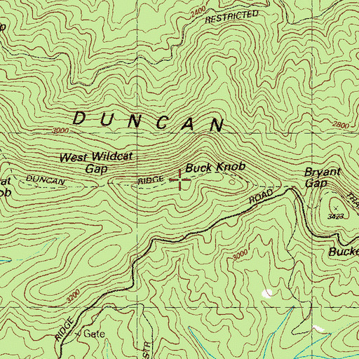 Topographic Map of Duncan Ridge Trail, GA