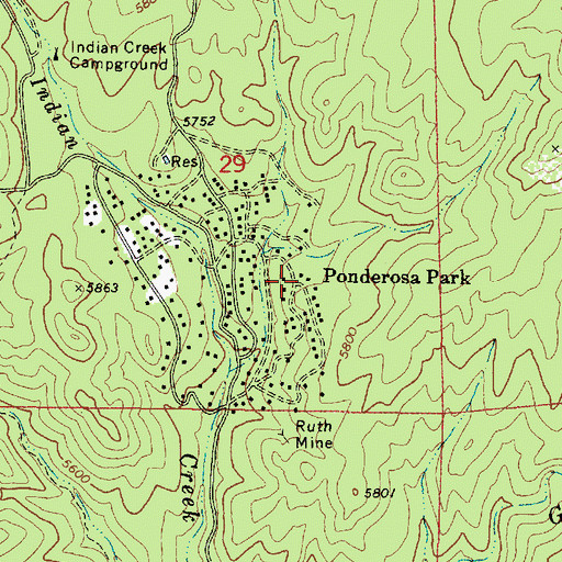 Topographic Map of Ponderosa Park, AZ