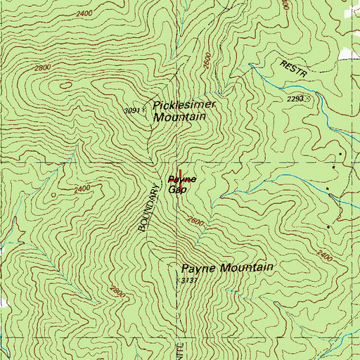 Topographic Map of Payne Gap, GA