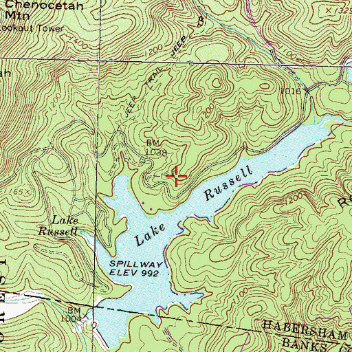 Topographic Map of Lake Russell Recreation Site, GA