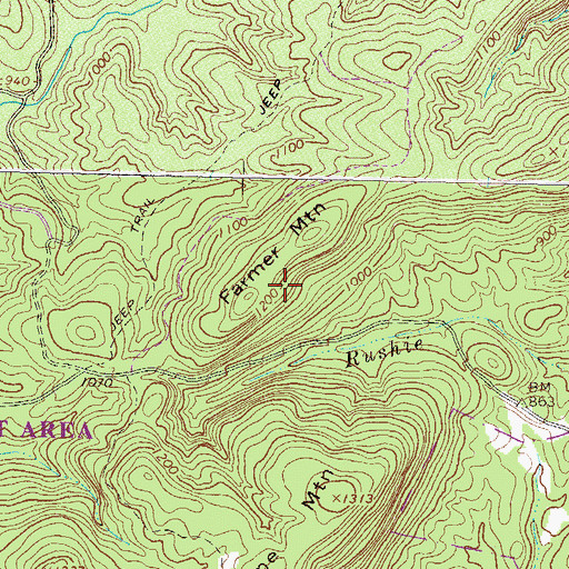 Topographic Map of Farmer Cemetery, GA